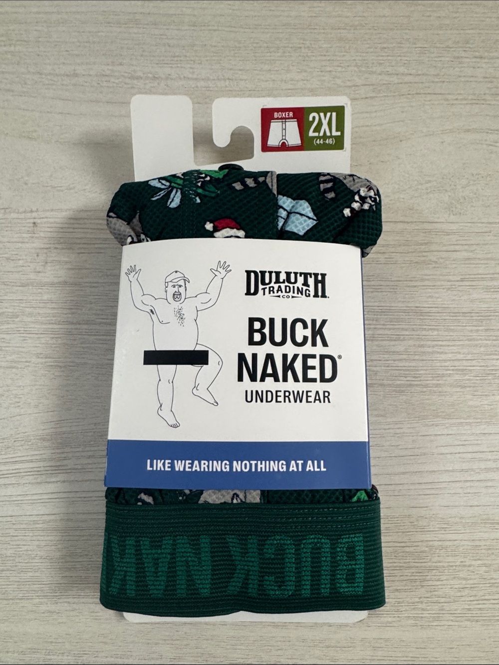 Duluth Trading Co Buck Naked Boxer Briefs - Holiday Racoon Accents NWT Size 2XL